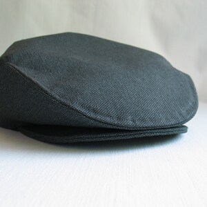 Black and Gray Herringbone Wedding Flat Cap