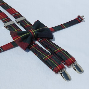 Quebec Tartan Suspenders and Bow Tie Set