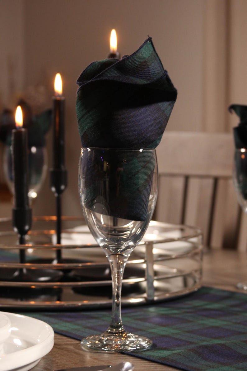 Black Watch Tartan Table Runner: Navy Green Plaid Christmas Decor image 3