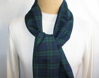 Svart klocka, svart klocka tartan halsduk i klassisk militärlook marinblå och grön rutig, svart klocka bröllopsbrudtärneaccessoar