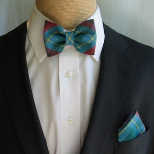British Columbia Tartan Fliege, Einstecktuch und Manschettenknöpfe für formelle Abendessen