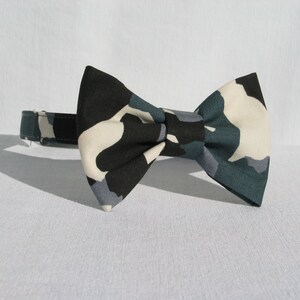 Bow Tie, Camouflage Bow Tie In Gray and Black For Weddings