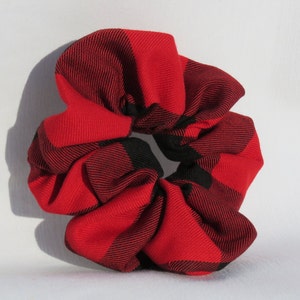 Scrunches, Black and Red Check Buffalo Scrunchie for Ponytails or Wrist Scrunchies