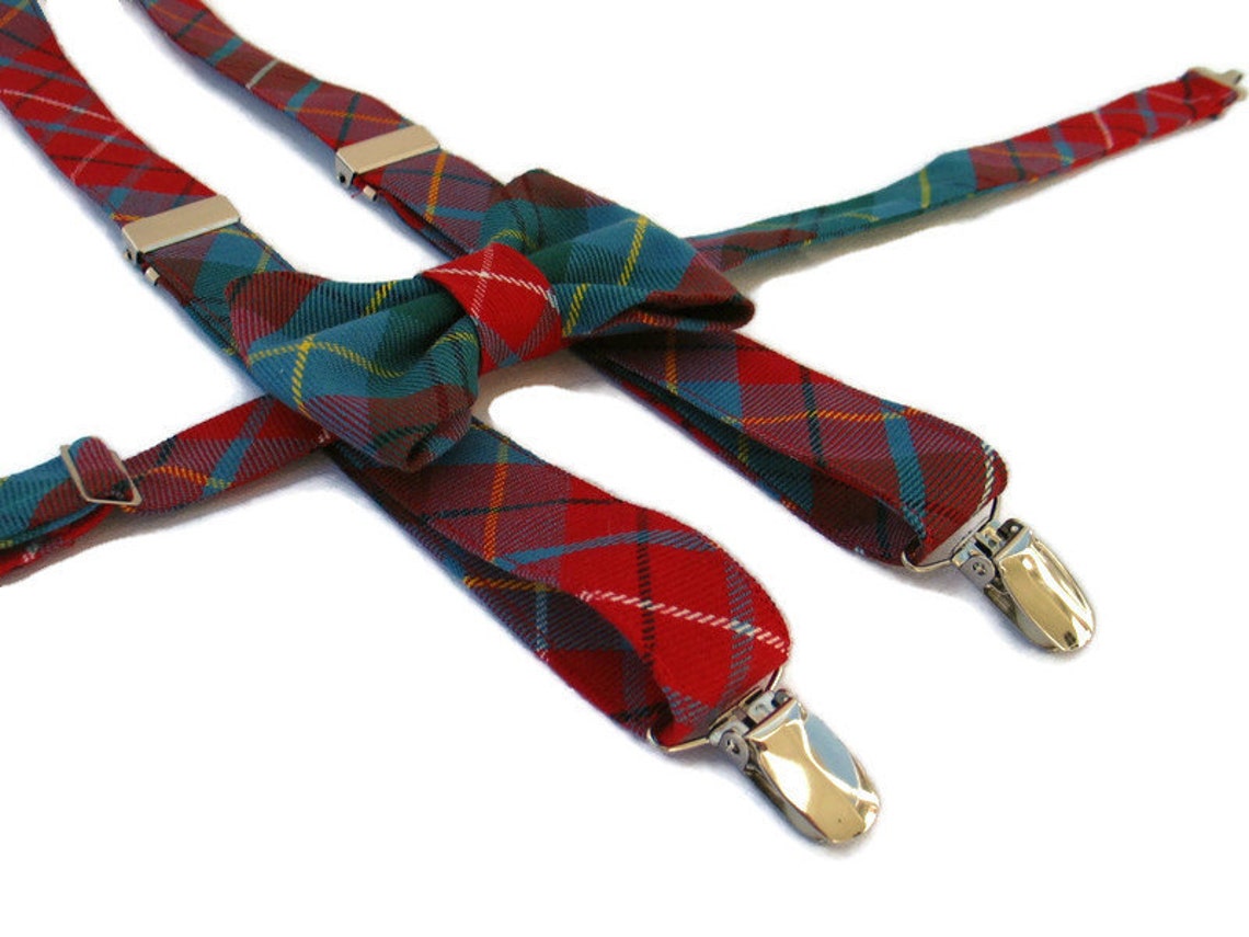 British Columbia Tartan Flat Cap Bow Tie and Suspenders Set A Etsy