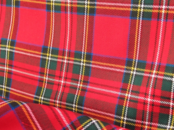 Fabric, Royal Stewart Tartan Fabric Red Plaid Material for