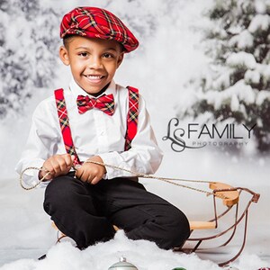 Royal Stewart Hat, Suspenders and Bow Tie for Youth Christmas Photos