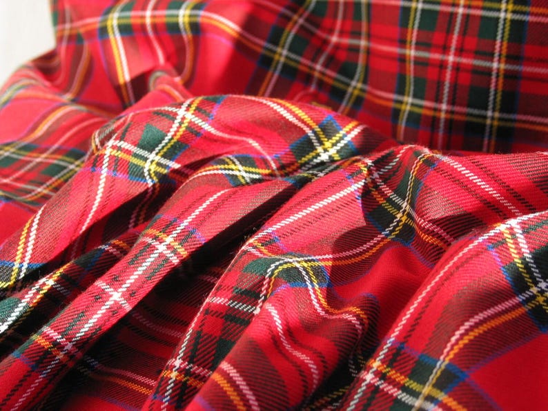 Royal Stewart Tartan Fabric, Red Plaid Christmas Decor image 2
