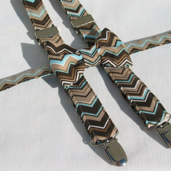 Suspensions Brown Chevron et bow tie set