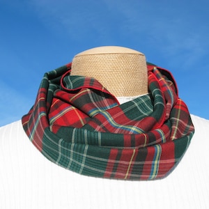 New Brunswick Tartan Infinity Scarf In Red And Green Plaid