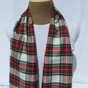 Scarf, Dress Stewart Tartan Scarf Gift For Christmas or Holiday Photos, Trendy Red and White Plaid Scarf Made in Canada by Taylors Tartans