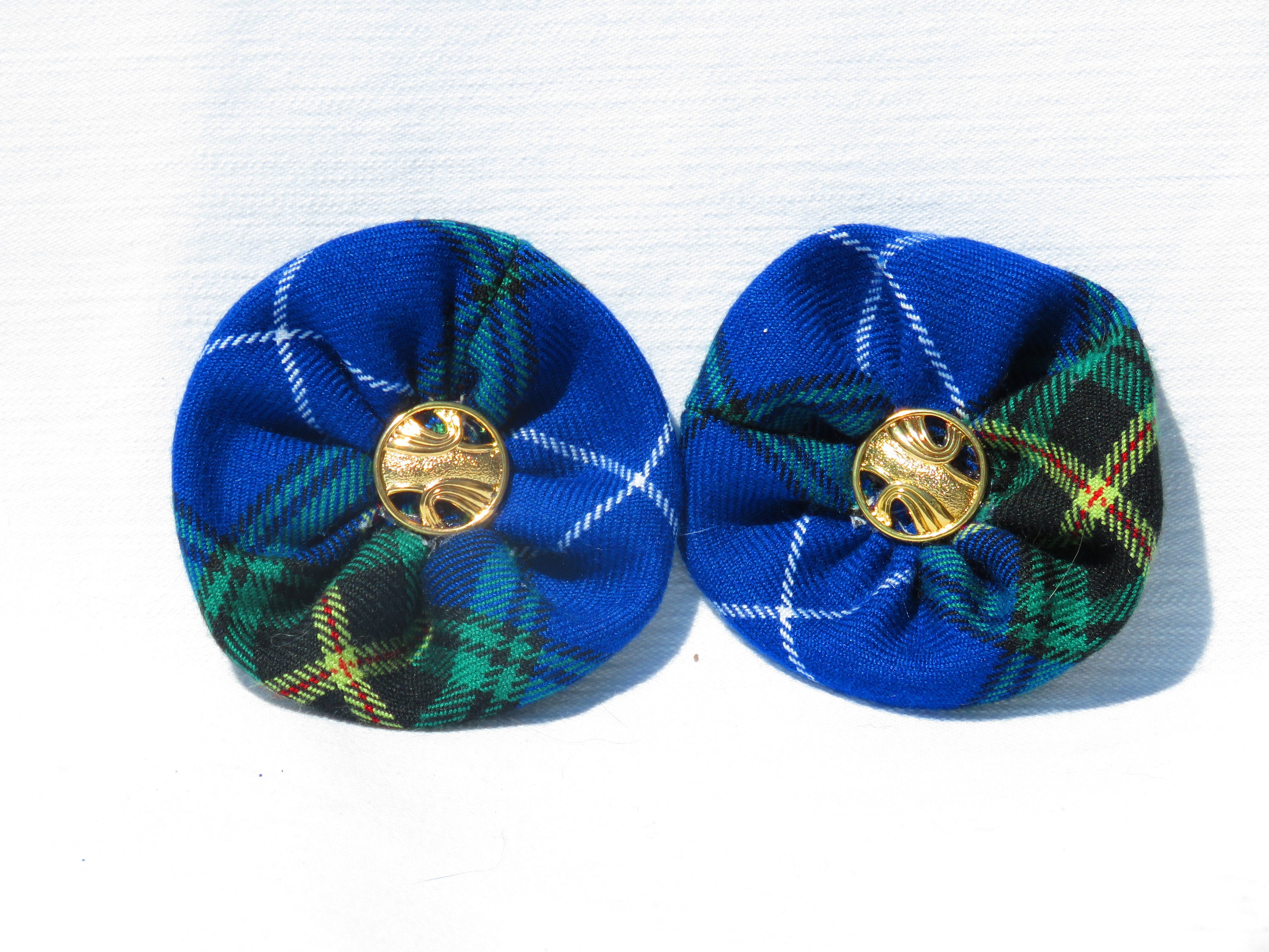 Nova Scotia Tartan Shoe Clips Blue Plaid Shoe Flower Wedding Etsy