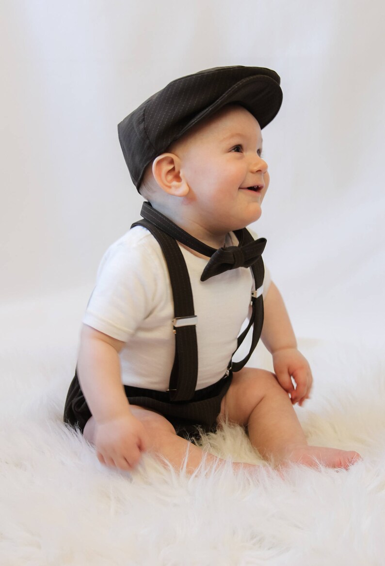 Herringbone Page Boy Hat Suspenders Bow Tie School Photos Etsy Canada