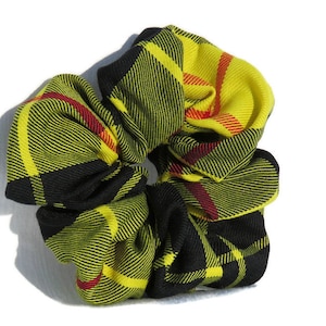 Scrunchie, MacLeod Tartan Scrunchie A Yellow and Black Plaid Hair Loop for Bridesmaids