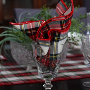 Servilletas de tela a cuadros de estilo escocés para la cena de Navidad, servilletas de tela a cuadros de estilo escocés real para las cenas de las fiestas
