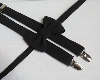 Tirantes negros con pajarita para eventos formales y bodas.