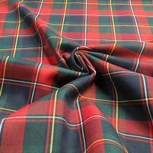 Fabric, Quebec Tartan Fabric,  Navy and Red Plaid Fabric By The Yard, Tartan Fabric By The Meter, Plaid Du Québec, Canadian Tartan Material