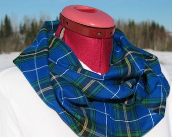 Nova Scotia Tartan Infinity Scarf, #NovaScotiaStrong Blue Plaid Tartan Scarf