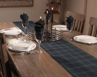 Black Watch Tartan Tischläufer: Navy Grün kariert Weihnachtsdeko