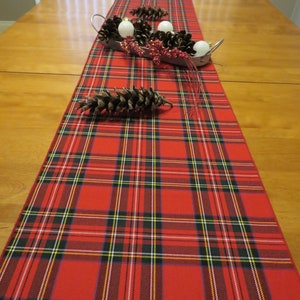 Royal Stewart Tartan Table Runner for Christmas Décor, Red Plaid Mantle Topper, Holiday Plaid Runner, Christmas Table