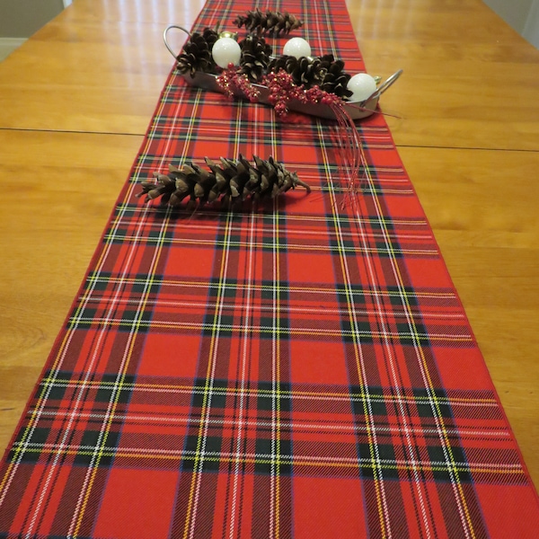 Royal Stewart Tartan Table Runner for Christmas Décor, Red Plaid Mantle Topper, Holiday Plaid Runner, Christmas Table