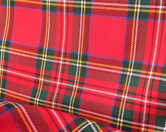 Royal Stewart Tartan Fabric, Red Plaid Christmas Decor