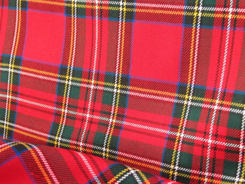 Royal Stewart Tartan Fabric, Red Plaid Christmas Decor image 1