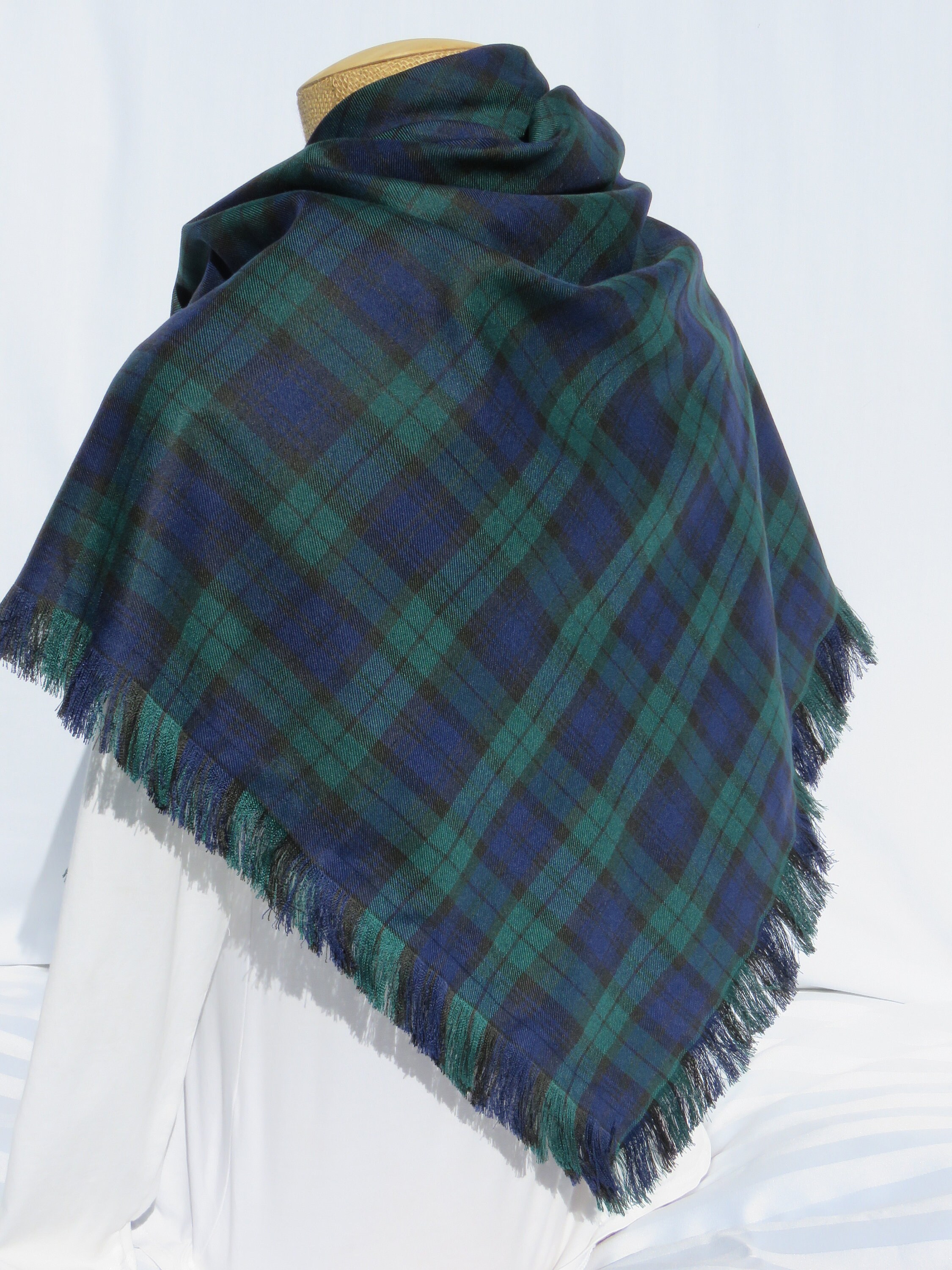 Black Watch Tartan Blanket Scarf Navy and Green Plaid Etsy