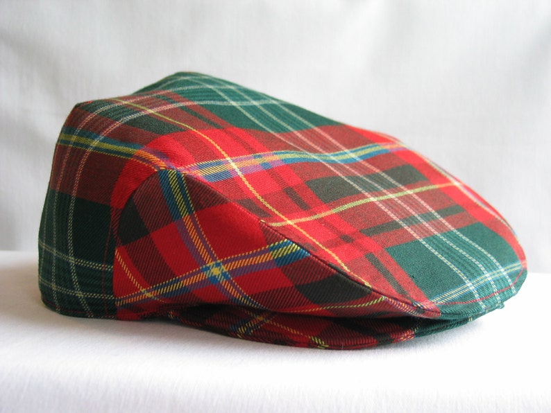 Flat Cap, New Brunswick Tartan Flat Cap in Red and Green Plaid for Family Christmas Photos image 1