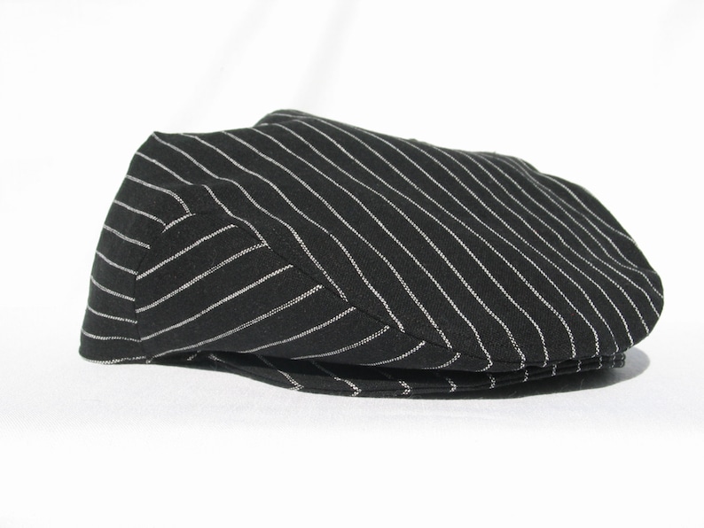Flat Cap Black and White Newsboy Stripped Hat Etsy