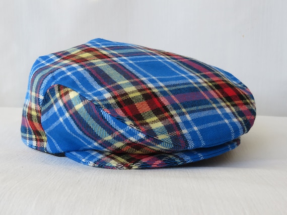 Homme VERT Carreaux Tweed Baker Boy Gangster Casquette Grand-père Tissu Flat Peak Cap