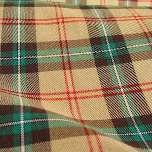 Fabric, Saskatchewan Tartan Fabric In Yellow and Green Plaid Material By Yard, Canadian Tartan Fabric