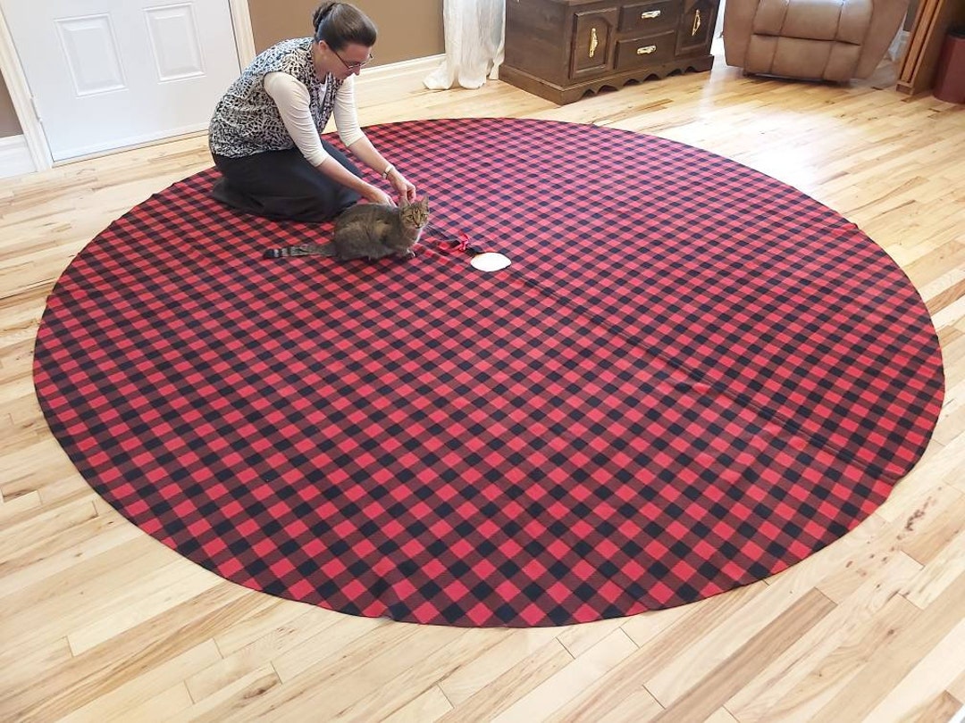 Oversize Tree Skirt, 110 Inch Tree Skirt, Extra Large Buffalo Check