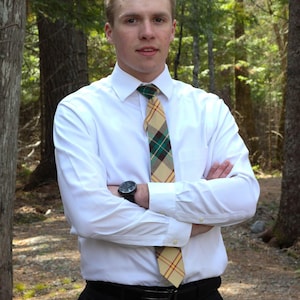 Saskatchewan Tartan Necktie A Canadian Fathers Day Tie In Gold and Yellow Plaid