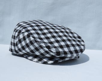 Flat Cap, Black and White Gingham Newsboy for Toddler Country Photos