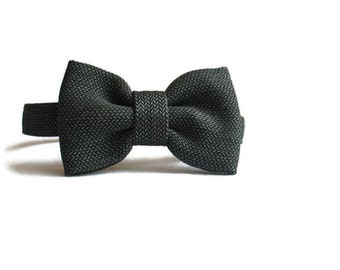 Bow Tie, Dark Gray Herringbone Toddler Bow Tie  For Ring Bearer