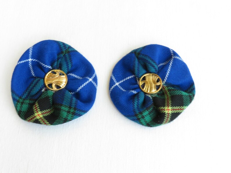 Nova Scotia Tartan Shoe Clips Blue Plaid Shoe Flower Wedding Etsy