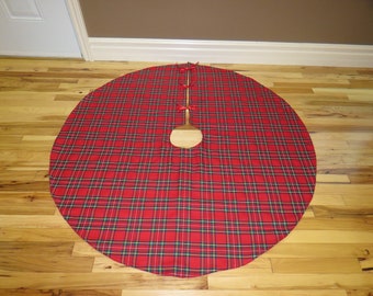 Tree Skirt, Royal Stewart Tartan Christmas Tree Skirt In Red Plaid