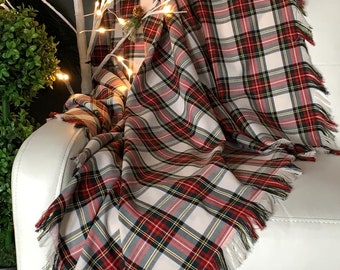 Tartan Throw, Dress Stewart Tartan Throw For Holiday Season Decor, Tartan Fireplace Blanket, Plaid Sofa Throw Christmas Gift