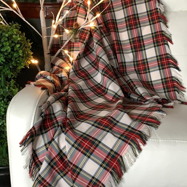 Tartan Throw, Dress Stewart Tartan Throw For Holiday Season Decor, Tartan Fireplace Blanket, Plaid Sofa Throw Christmas Gift