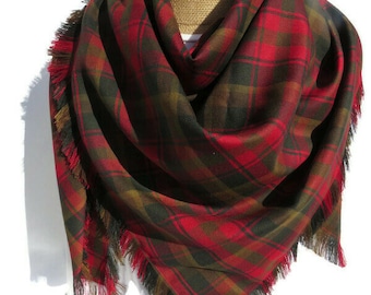 Canadian Tartan Maple Leaf Blanket Scarf, Maple Leaf Tartan Wrap, Canadian Tartan Wrap For Holiday Gifts