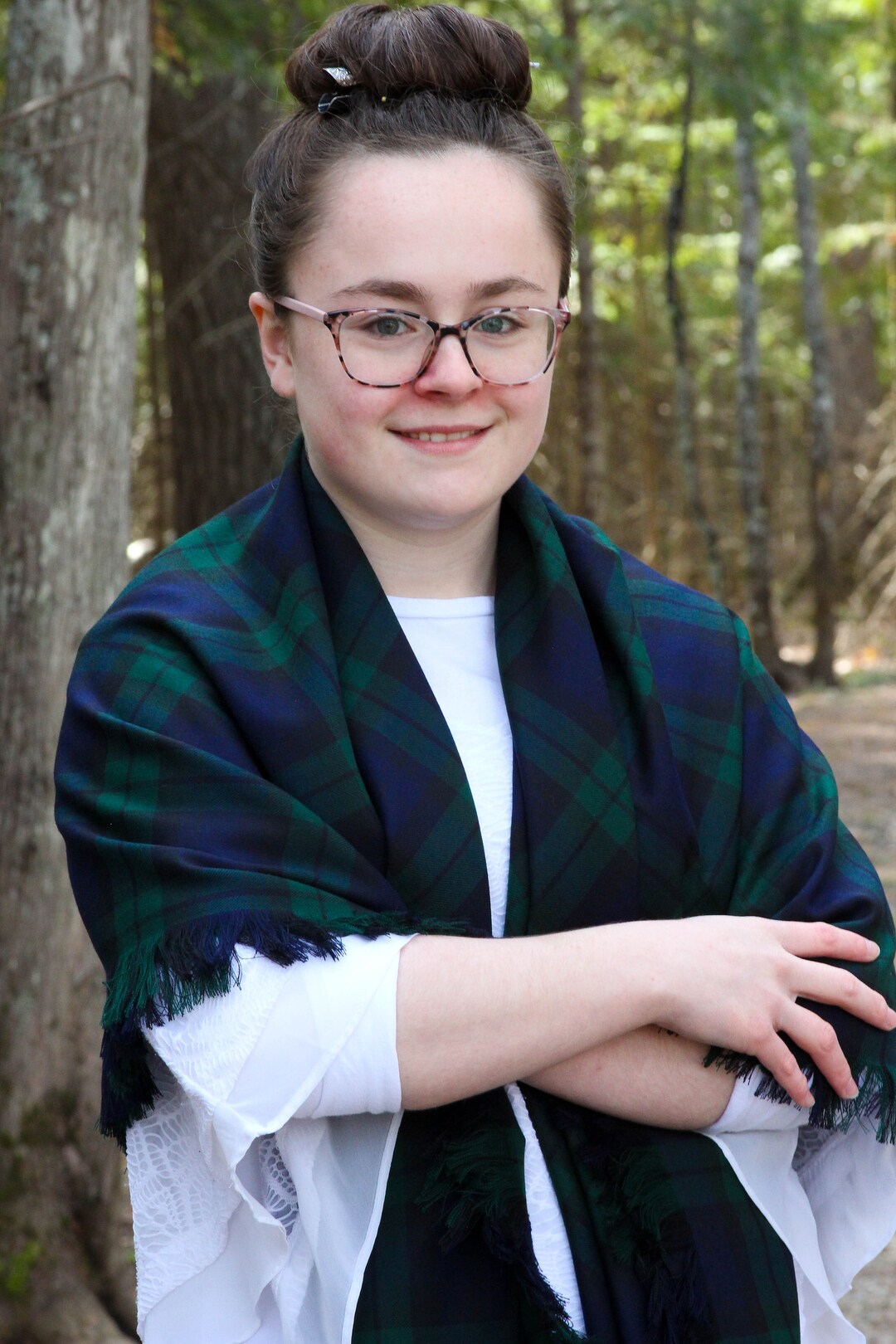Black Watch Tartan Blanket Scarf Bridesmaid Wrap, Formal Black Watch