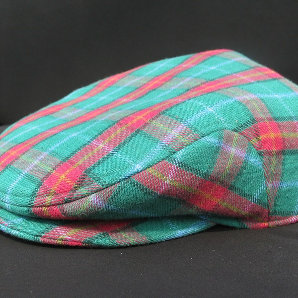 Manitoba Tartan Ivy Hat, Manitoba Flat Cap, Golf Cap for Gentlemen or Young Boys, Boy Flat Cap, Made In Canada Hat, Teal Plaid Hat