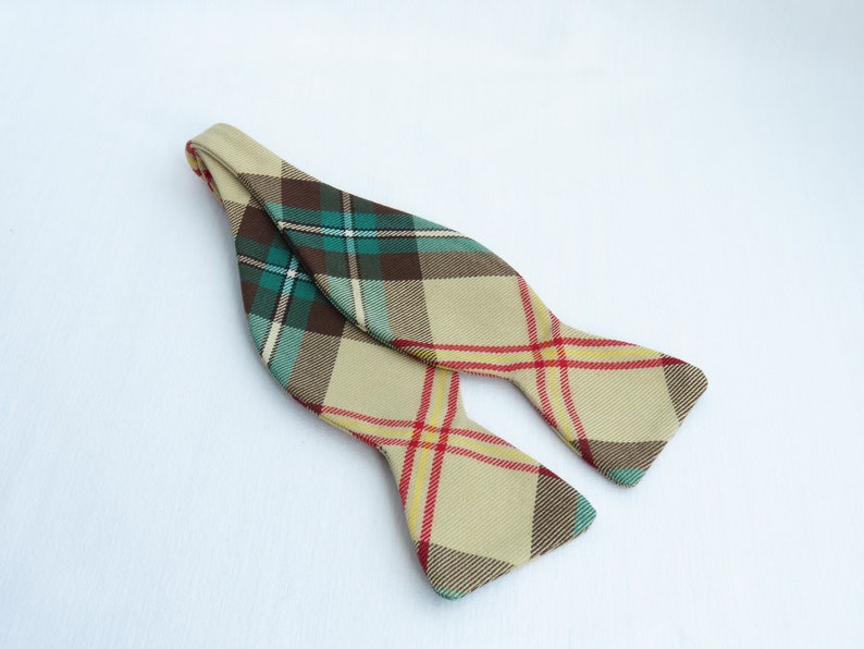 Saskatchewan Tartan Freestyle Bow Tie A Yellow Plaid Wedding Tie