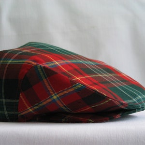 Flat Cap, New Brunswick Tartan Flat Cap in Red and Green Plaid for Family Christmas Photos image 3