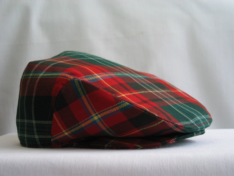 Flat Cap, New Brunswick Tartan Flat Cap in Red and Green Plaid for Family Christmas Photos image 3