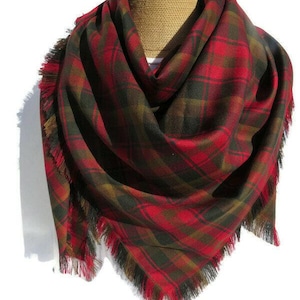 Canadian Tartan Maple Leaf Blanket Scarf, Maple Leaf Tartan Wrap, Canadian Tartan Wrap For Holiday Gifts