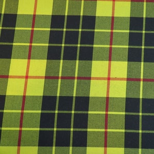 McLeod Tartan Fabric, Yellow Plaid Fabric By Yard, Bright Yellow Plaid Material for House Decorating, McLeod Family Fabric