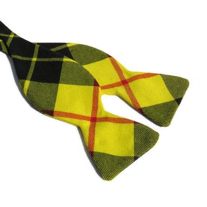 Self Tie, Macleod Freestyle Bow Tie A Black And Yellow Plaid