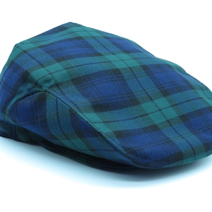 Flat Cap, Black Watch Tartan Flat Cap For Your Formal Event Or Scottish Wedding