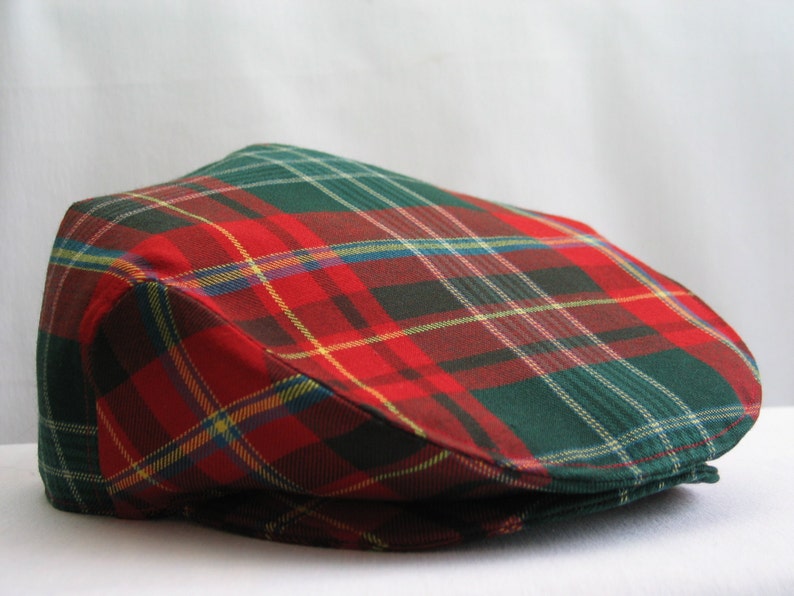 Flat Cap, New Brunswick Tartan Flat Cap in Red and Green Plaid for Family Christmas Photos image 2
